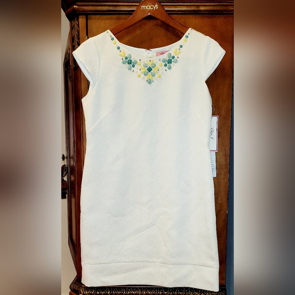 NWT-♥️🌷Eliza J-White short sleeves-Embellised collar dress Nordstrom